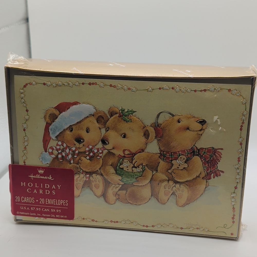 Hallmark Holiday Cards with Brown Teddy Bears